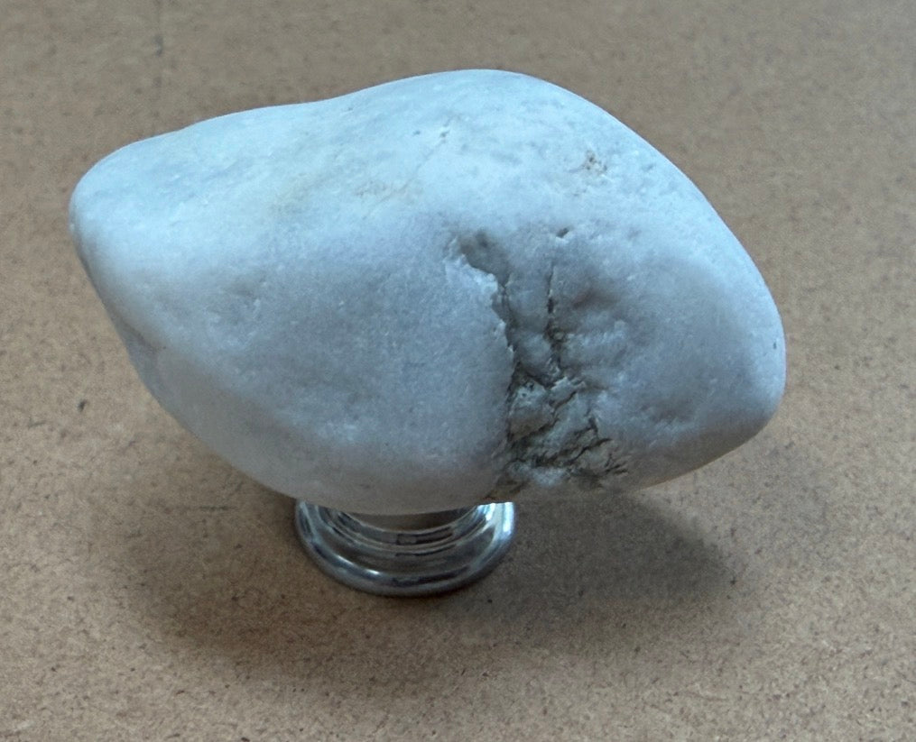 White Stone Knobs — Set of 6