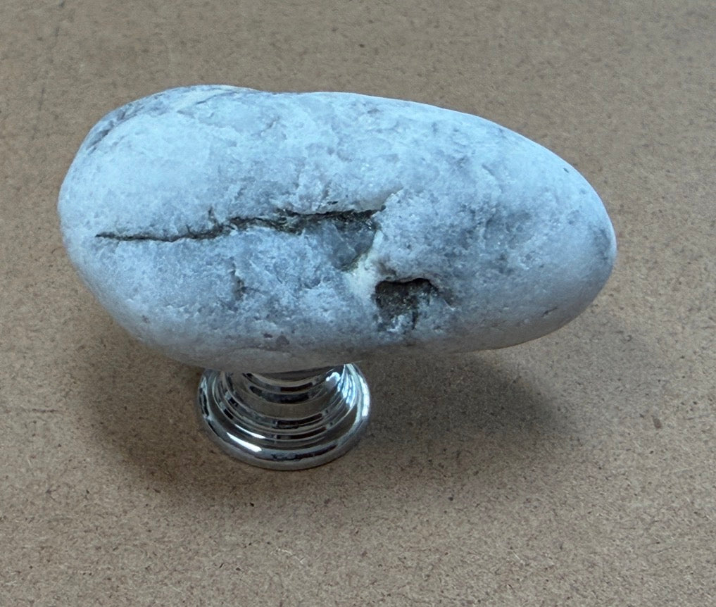 White Stone Knobs — Set of 6