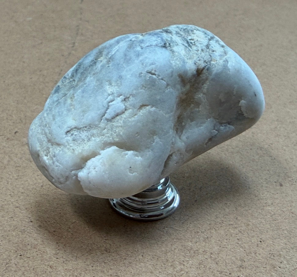 White Stone Knobs — Set of 6