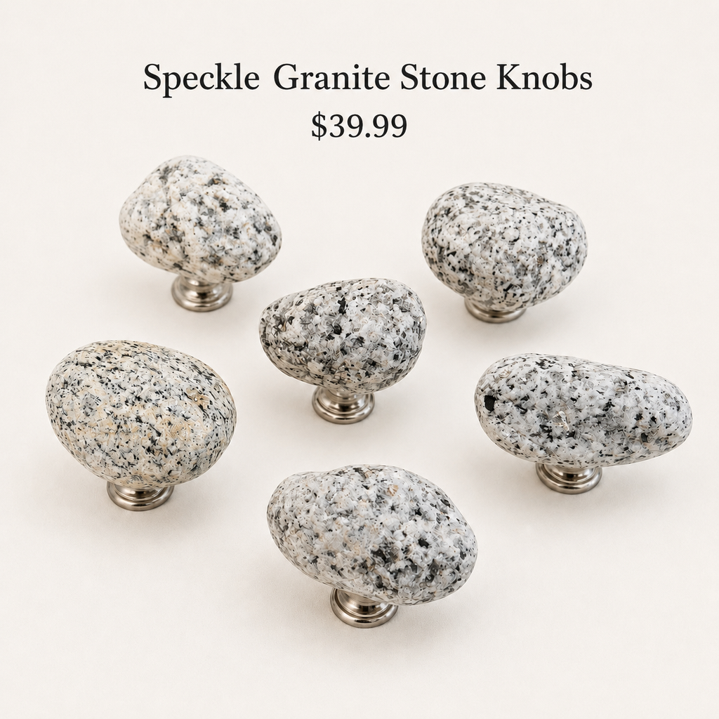 Speckle Granite Stone Knobs — Set of 6