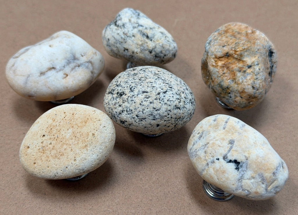 Earth Brown Stone Knobs — Set of 6