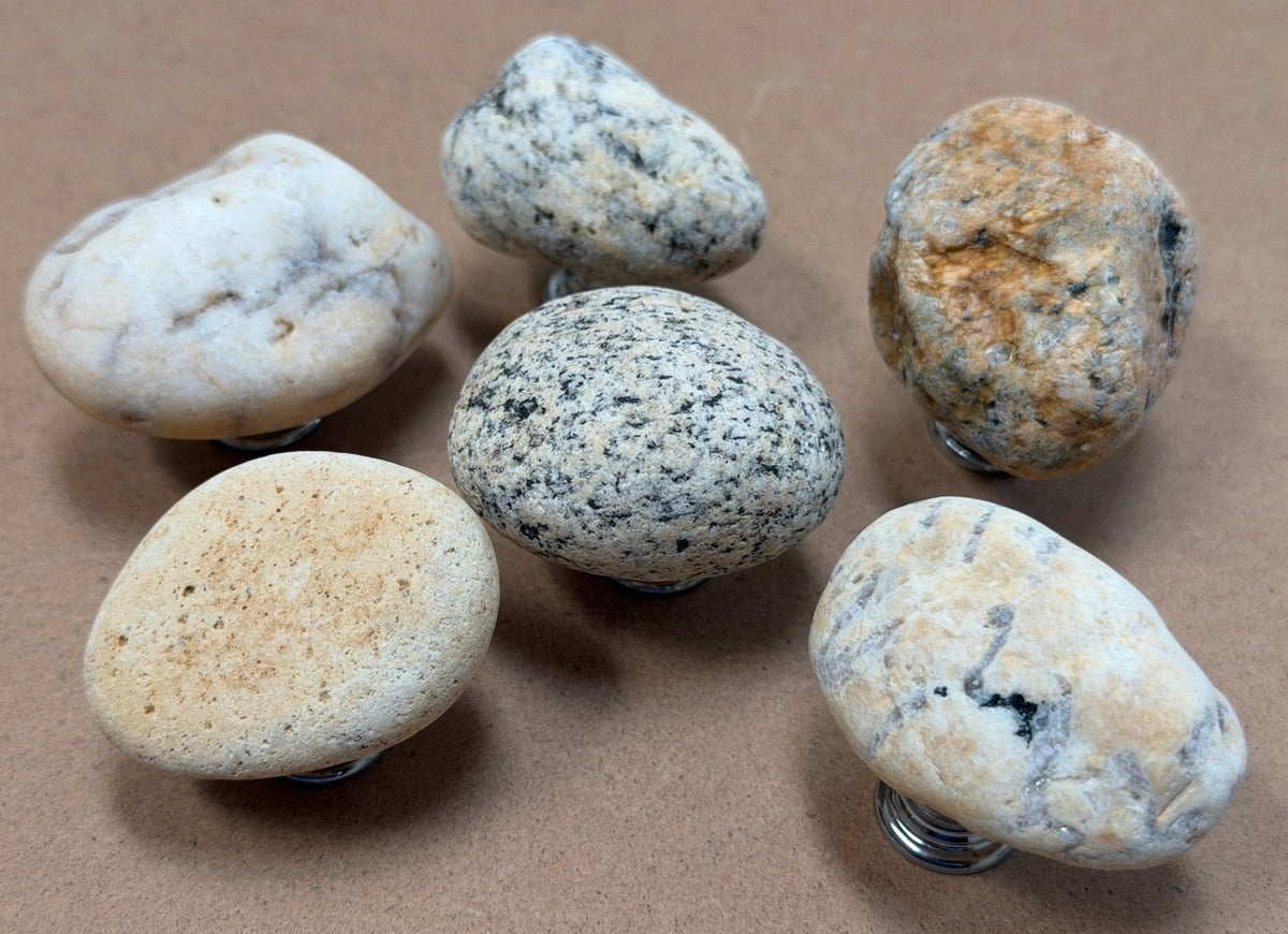 Earth Brown Stone Knobs — Set of 6