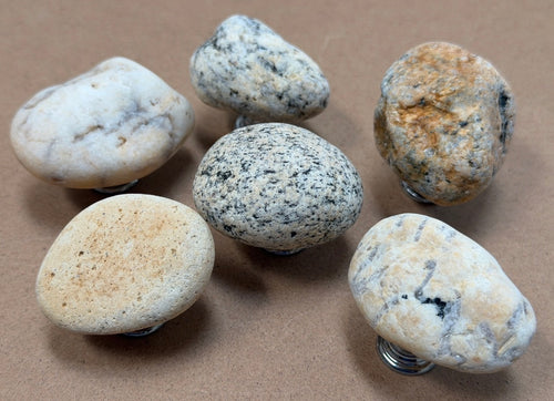 Earth Brown Stone Knobs — Set of 6