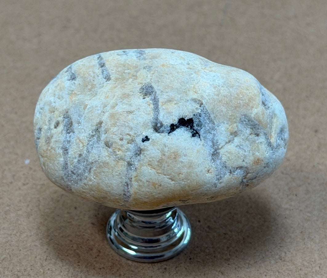 Earth Brown Stone Knobs — Set of 6